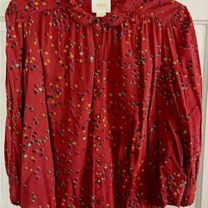 Maeve Red Blouse with Multicolor Dots